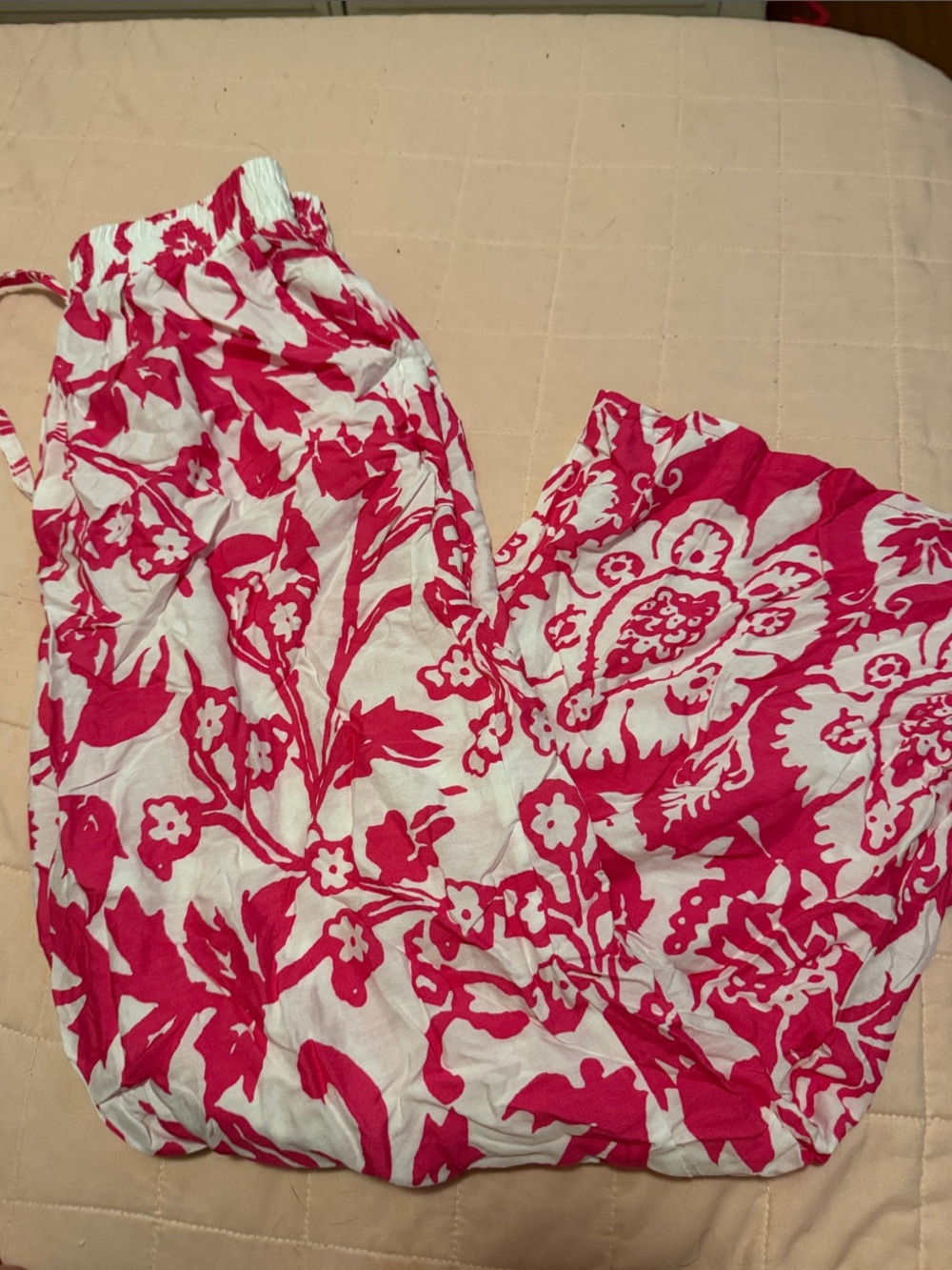 Women's Pink Floral Wide-Leg Lounge Pants